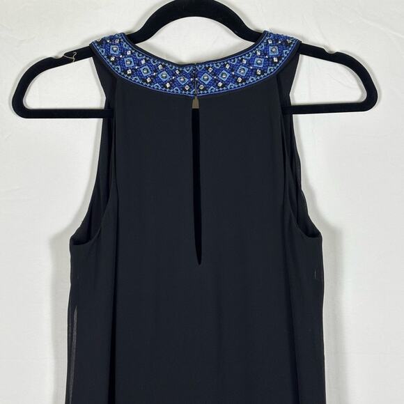 White House Black Market Dress Shift Embellished Black Blue size 8 - Picture 9 of 13